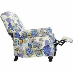 Cheap ❤️ Elm Lane Multi-Color Indigo Floral Recliner Chair Modern Armchair Comfortable Push Manual Reclining Footrest Bedroom Living Room 🌟 -Living Room Chairs Sales unnamed file 12339