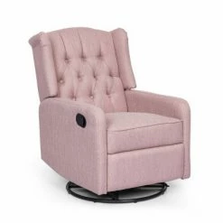 Best deal ✨ Mohaven Contemporary Tufted Wingback Swivel Recliner - Christopher Knight Home Light Blush/black 🎁 -Living Room Chairs Sales unnamed file 12373