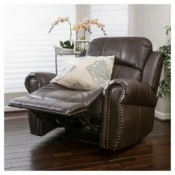 Flash Sale 💯 Charlie Faux Leather Leather Glider Recliner Club Chair Dark Brown - Christopher Knight Home 👍 -Living Room Chairs Sales unnamed file 12379