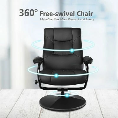 Buy 💯 Costway Recliner Chair Swivel PU Leather Lounge Accent Armchair w/ Ottoman Black 🎉 10 Buy 💯 Costway Recliner Chair Swivel PU Leather Lounge Accent Armchair w/ Ottoman Black 🎉 - Image 8