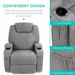 Best deal ❤️ Best Choice Products Executive Swivel Massage Recliner Chair w/ Remote Control, 5 Modes, 2 Cup Holders - Gray 🎁 -Living Room Chairs Sales unnamed file 12454