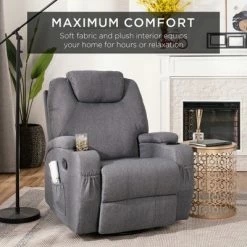 Best deal ❤️ Best Choice Products Executive Swivel Massage Recliner Chair w/ Remote Control, 5 Modes, 2 Cup Holders - Gray 🎁 -Living Room Chairs Sales unnamed file 12456