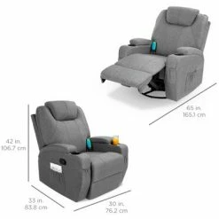Best deal ❤️ Best Choice Products Executive Swivel Massage Recliner Chair w/ Remote Control, 5 Modes, 2 Cup Holders - Gray 🎁 -Living Room Chairs Sales unnamed file 12457