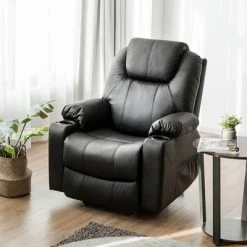 Best Sale ❤️ Costway Electric Recliner Chair Massage Sofa Leather w/ USB Charge Port BrownBlack ✨ -Living Room Chairs Sales unnamed file 12460
