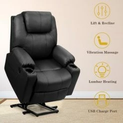 Best Sale ❤️ Costway Electric Recliner Chair Massage Sofa Leather w/ USB Charge Port BrownBlack ✨ -Living Room Chairs Sales unnamed file 12464