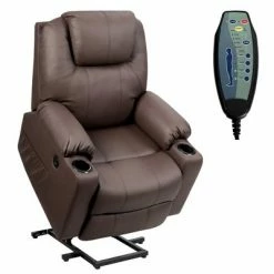 Best Sale ❤️ Costway Electric Recliner Chair Massage Sofa Leather w/ USB Charge Port BrownBlack ✨ -Living Room Chairs Sales unnamed file 12468