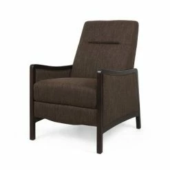 Cheapest 🤩 Veatch Contemporary Upholstered Pushback Recliner - Christopher Knight Home Brown/dark Walnut ✨ -Living Room Chairs Sales unnamed file 12491