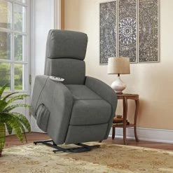 Budget 😉 Loy Modern Power Recline and Lift Chair with Heat and Massage - ProLounger Gray Chenille 👏 -Living Room Chairs Sales unnamed file 12497