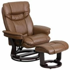 Cheap ❤️ Flash Furniture Contemporary Multi-Position Recliner and Curved Ottoman with Swivel Mahogany Wood Base 🔥 -Living Room Chairs Sales unnamed file 12534