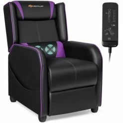Deals 🌟 Costway Massage Gaming Recliner Chair Single Living Room Sofa Home Theater Seat PurpleGray ✔️ -Living Room Chairs Sales unnamed file 12604