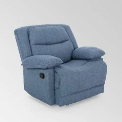 Flash Sale ✨ Estrada Contemporary Glider Recliner - Christopher Knight Home Navy Blue Tweed 🎁 -Living Room Chairs Sales unnamed file 12611