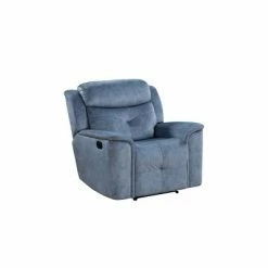 Outlet ⭐ Fabric Upholstered Recliner Chair with USB Charging Docks - Benzara Blue 🔔 -Living Room Chairs Sales unnamed file 12756
