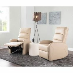 Discount 🎉 Dormi Contemporary Upholstered Recliner Chair - LumiSource Light Gray 🔔 -Living Room Chairs Sales unnamed file 12827