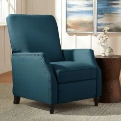 Best reviews of 🎉 Studio 55D Bold Blue Recliner Chair Modern Armchair Comfortable Push Back Manual Reclining Footrest Bedroom Living Room Reading ✨