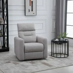 Coupon 😀 HomCom Manual Recliner Linen Swivel Rocker Chair 🌟