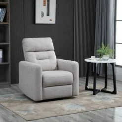 Coupon 😀 HomCom Manual Recliner Linen Swivel Rocker Chair 🌟 -Living Room Chairs Sales unnamed file 12870