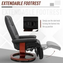 New ⌛ HomCom Faux Leather Adjustable Manual Swivel Base Recliner Chair with Footrest 👏 -Living Room Chairs Sales unnamed file 12874