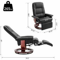 New ⌛ HomCom Faux Leather Adjustable Manual Swivel Base Recliner Chair with Footrest 👏 -Living Room Chairs Sales unnamed file 12875