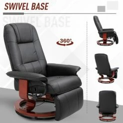 New ⌛ HomCom Faux Leather Adjustable Manual Swivel Base Recliner Chair with Footrest 👏 -Living Room Chairs Sales unnamed file 12876
