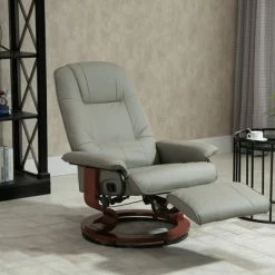 New ⌛ HomCom Faux Leather Adjustable Manual Swivel Base Recliner Chair with Footrest 👏 -Living Room Chairs Sales unnamed file 12880