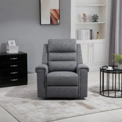 Promo ❤️ HOMCOM Modern Rocker Recliner Chair Linen Fabric Single Sofa Home Theater Seating with Overstuffed Armrest and Back Grey 🎉 -Living Room Chairs Sales unnamed file 12915