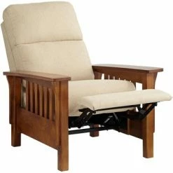 Promo 👏 Elm Lane June Sane Recliner Chair Modern Armchair Comfortable Push Manual Reclining Footrest Upholstered for Bedroom Living Room 😉 -Living Room Chairs Sales unnamed file 12989