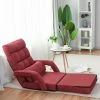 New 😀 Costway Folding Floor Single Sofa Massage Recliner Chair W/ a Pillow 5 Adjustable Backrest Position Leisure Lounge Couch BlueRedWhite 😀 -Living Room Chairs Sales unnamed file 13006