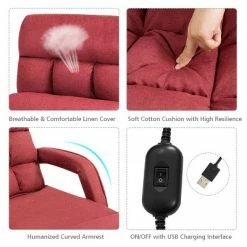 New 😀 Costway Folding Floor Single Sofa Massage Recliner Chair W/ a Pillow 5 Adjustable Backrest Position Leisure Lounge Couch BlueRedWhite 😀 -Living Room Chairs Sales unnamed file 13010