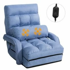 New 😀 Costway Folding Floor Single Sofa Massage Recliner Chair W/ a Pillow 5 Adjustable Backrest Position Leisure Lounge Couch BlueRedWhite 😀 -Living Room Chairs Sales unnamed file 13012