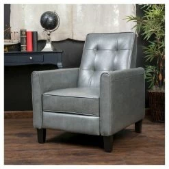 Deals 👏 Christopher Knight Home Ethan Tufted Bonded Leather Recliner Chair - Dark Gray ❤️