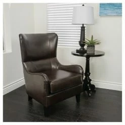 New ⭐ Elijah Bonded Leather Sofa Chair Brown - Christopher Knight Home 🎉