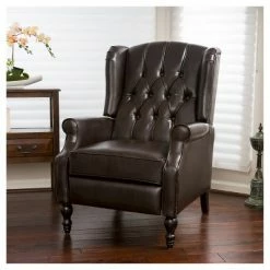 Discount 🔥 Walter Brown Bonded Leather Recliner Club Chair - Christopher Knight Home 😀