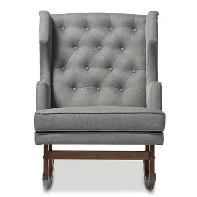 Budget π― Iona Mid - Century Retro Modern Fabric Upholstered Button - Tufted Wingback Rocking Chair - Gray - Baxton Studio π₯ 3 Budget π― Iona Mid - Century Retro Modern Fabric Upholstered Button - Tufted Wingback Rocking Chair - Gray - Baxton Studio π₯