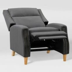 Buy 🎉 Lynwood Recliner Chair with Nailhead Trim - CorLiving Dark Gray 😉 -Living Room Chairs Sales unnamed file 13057