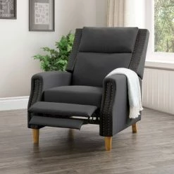 Buy 🎉 Lynwood Recliner Chair with Nailhead Trim - CorLiving Dark Gray 😉 -Living Room Chairs Sales unnamed file 13062