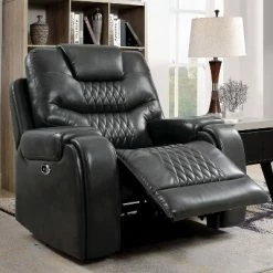 Promo ๐ Edansy Upholstered Chair with Power Recliner and USB Plug Gray - HOMES: Inside + Out ๐