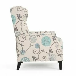 Coupon 😍 Set of 2 Wescott Contemporary Fabric Recliners Light Beige with Blue Floral/Dark Brown - Christopher Knight Home 🎉 -Living Room Chairs Sales unnamed file 13108