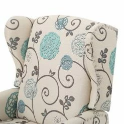 Coupon 😍 Set of 2 Wescott Contemporary Fabric Recliners Light Beige with Blue Floral/Dark Brown - Christopher Knight Home 🎉 -Living Room Chairs Sales unnamed file 13111