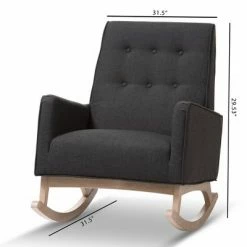Promo 💯 Marlena Mid - Century Modern Fabric Upholstered Whitewash Wood Rocking Chair - Baxton Studio Dark Gray ⭐ -Living Room Chairs Sales unnamed file 1315