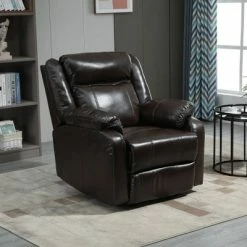 Budget 🔔 HOMCOM PU Leather Recliner Sofa Upholstered Manual Reclining Armchair with Footrest for Living Room 🔥