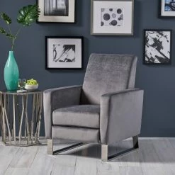 Deals 🌟 Brightwood Modern Press-Back Recliner Gray - Christopher Knight Home ✔️
