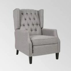 Flash Sale ✨ Keating Traditional Wingback Recliner - Christopher Knight Home Gray 👍 -Living Room Chairs Sales unnamed file 13258