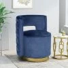 Best deal 🤩 Cardan Modern Glam Round Open Back Velvet Swivel Club Chair - Christopher Knight Home Cobalt/copper 💯