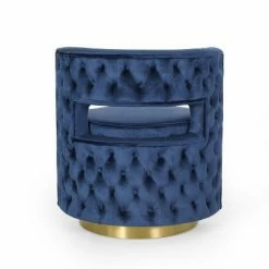 Best deal 🤩 Cardan Modern Glam Round Open Back Velvet Swivel Club Chair - Christopher Knight Home Cobalt/copper 💯 -Living Room Chairs Sales unnamed file 1333