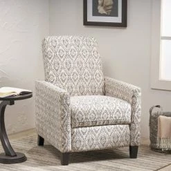 Best Pirce ๐ Foxhill Contemporary Push Back Recliner - Christopher Knight Home Gray Checkerboard ๐