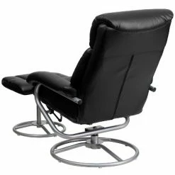 Buy 😍 Flash Furniture Contemporary Multi-Position Recliner and Ottoman with Metal Base in Black LeatherSoft ⌛ -Living Room Chairs Sales unnamed file 13411