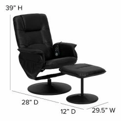 Budget 💯 Emma and Oliver Adjustable Massage Recliner/Ottoman - Deep Side Pockets in Black LeatherSoft 🔔 -Living Room Chairs Sales unnamed file 13421