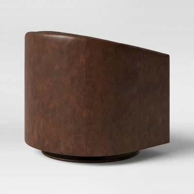 Best Sale π€© Berwick Barrel Swivel Chair Faux Leather Brown - Threshold™ π 5 Best Sale π€© Berwick Barrel Swivel Chair Faux Leather Brown - Threshold™ π - Image 3