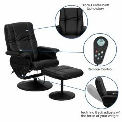 Best Pirce 🛒 Flash Furniture Massaging Heat Controlled Adjustable Recliner and Ottoman with Wrapped Base in Black LeatherSoft 👏 -Living Room Chairs Sales unnamed file 13445