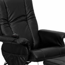 Best Pirce 🛒 Flash Furniture Massaging Heat Controlled Adjustable Recliner and Ottoman with Wrapped Base in Black LeatherSoft 👏 -Living Room Chairs Sales unnamed file 13446